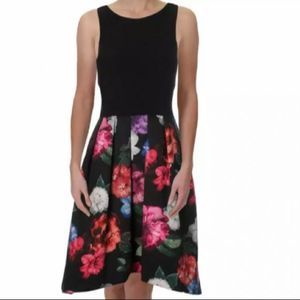 Xscape Black Sleeveless Floral Hi-Low Dress